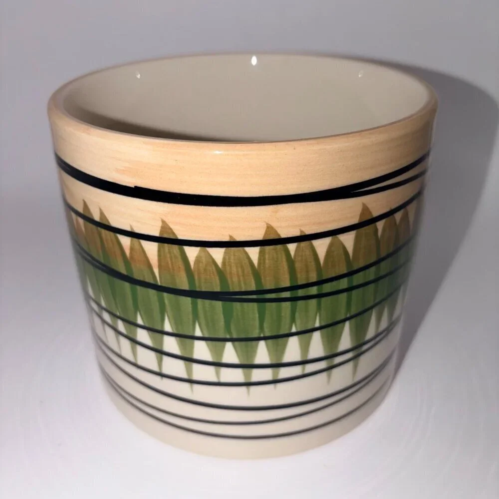 Handmade Ceramic Planter Pot | Boho Modern Leaf Design | Neutral Home Decor